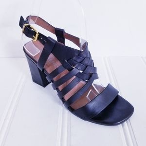 Carmen's Black Leather Sandals Womens Padova Caged High Heel Sling Back Shoes 38